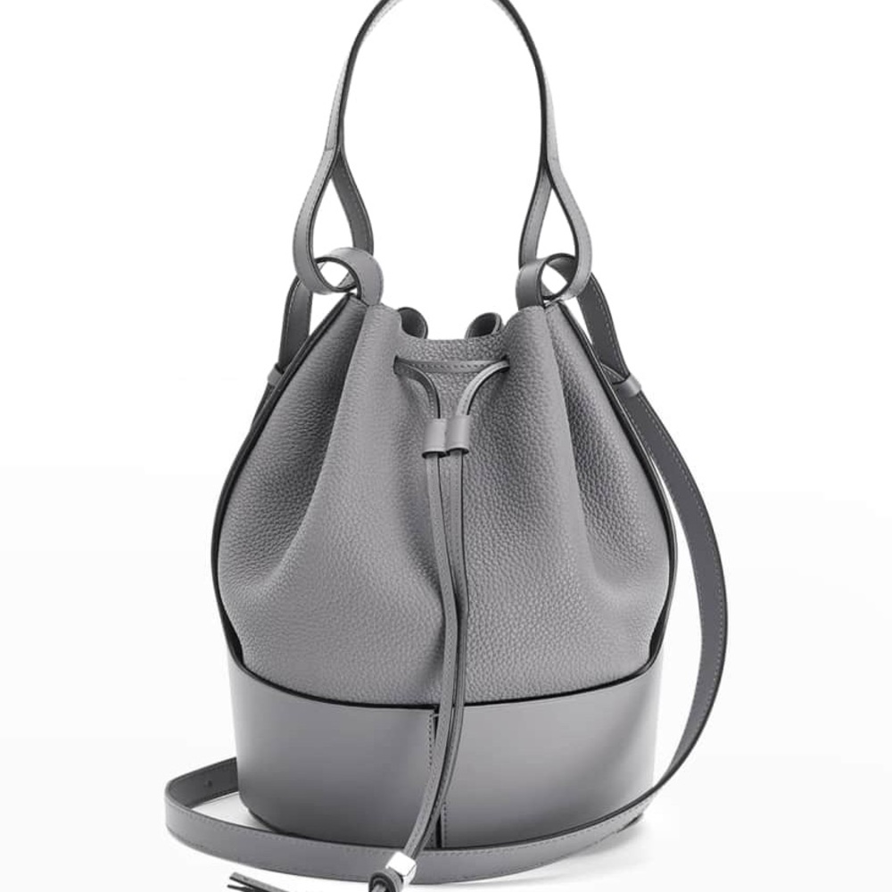NIB Loewe Balloon small Size Gray Smoke Leather Bucket Shoulder Bag receipt